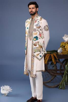 Jihan cocktail ivory kurta 1 jacket set 4