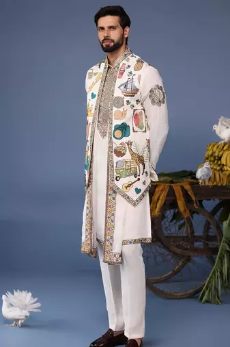 Jihan cocktail ivory kurta 1 jacket set