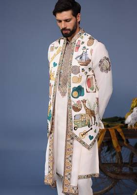 Jihan cocktail ivory kurta 1 jacket set 5