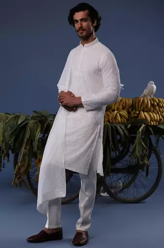 Hamza ivory kurta set