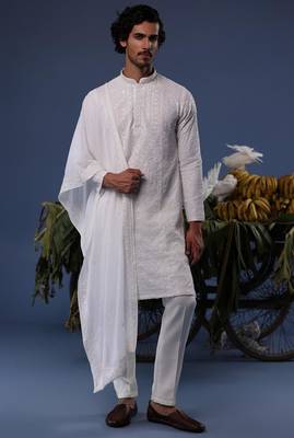 Hamza ivory kurta set 3