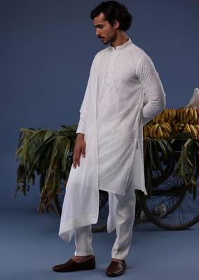 Hamza ivory kurta set 5