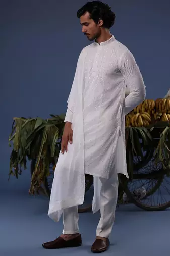Hamza ivory kurta set