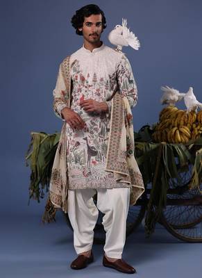 Jibran giraffe ivory kurta set 2