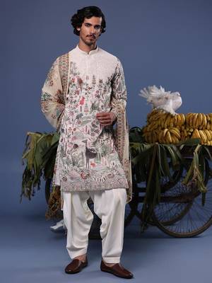 Jibran giraffe ivory kurta set 3