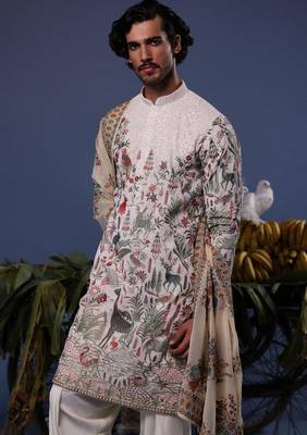 Jibran giraffe ivory kurta set 5