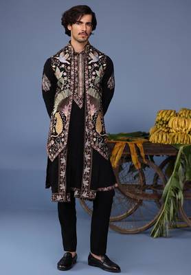 Kais wild grace black kurta 1 jacket set 2