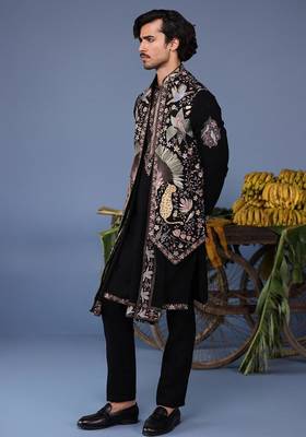 Kais wild grace black kurta 1 jacket set 3