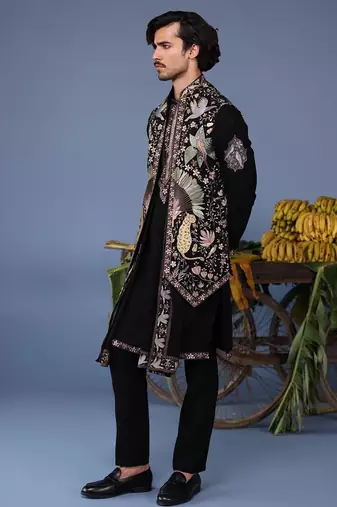Kais wild grace black kurta 1 jacket set