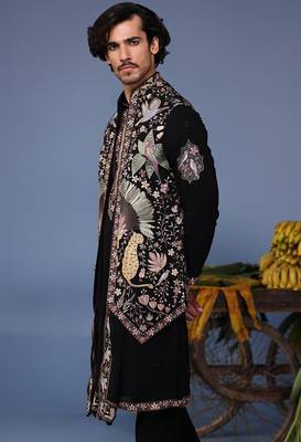 Kais wild grace black kurta 1 jacket set 5