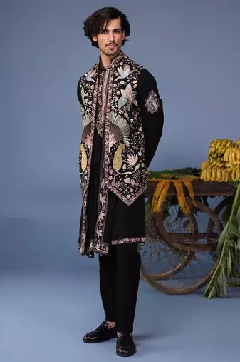 Kainaat black kurta 1 jacket set