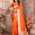 Orange banarasi silk blend saree