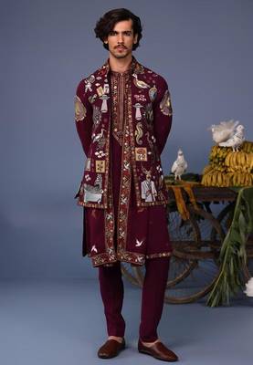Kainaat wine kurta 1 jacket set 1