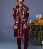 Kainaat wine kurta 1 jacket set