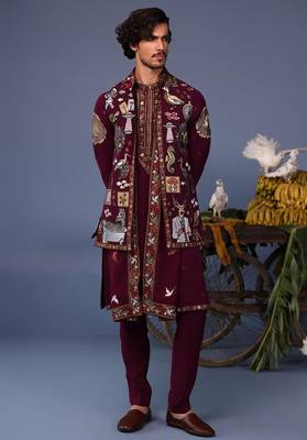 Kainaat wine kurta 1 jacket set 2