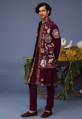 Kainaat wine kurta 1 jacket set 3
