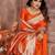 Orange banarasi silk blend saree