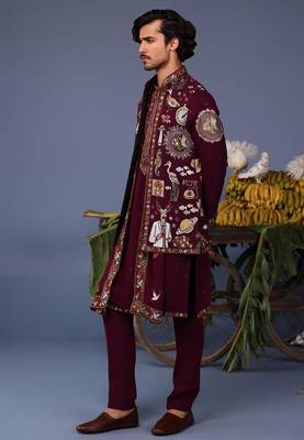 Kainaat wine kurta 1 jacket set 4