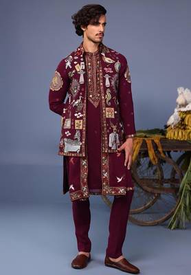Kainaat wine kurta 1 jacket set 5