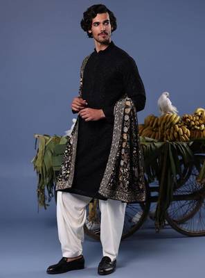 Kashif black kurta set 2
