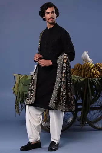 Kashif black kurta set