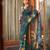 Green bright moss printed saree