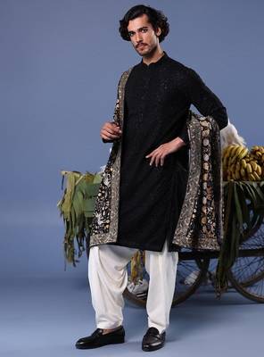 Kashif black kurta set 3