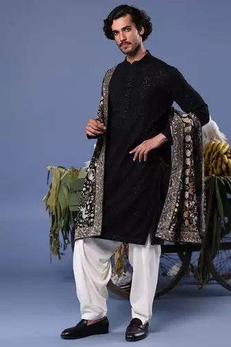 Kashif black kurta set