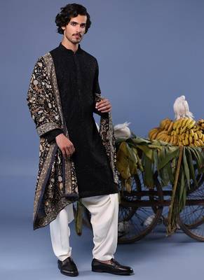 Kashif black kurta set 4