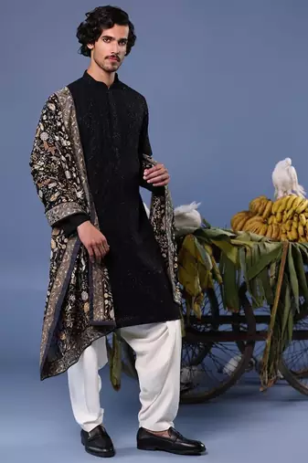 Kashif black kurta set