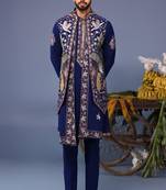 Faiz wild grace navy blue kurta 1 jacket set