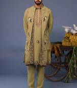 Firas macaw mehndi kurta 1 jacket set
