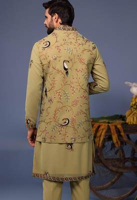 Firas macaw mehndi kurta 1 jacket set 5