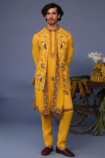 Fizan macaw haldi kurta 1 jacket set