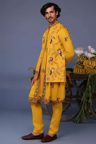 Fizan macaw haldi kurta 1 jacket set