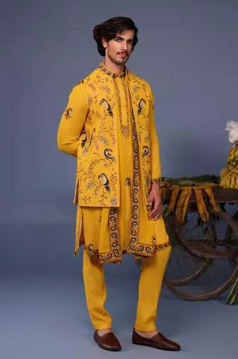 Fizan macaw haldi kurta 1 jacket set