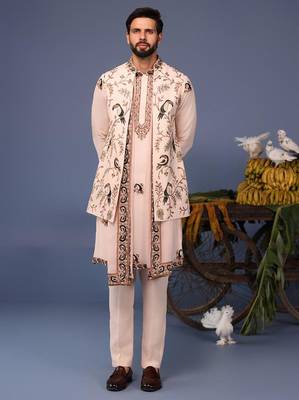 Gauhar macaw pink kurta 1 jacket set 1