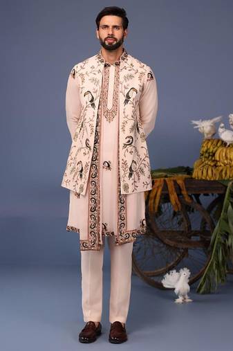 Gauhar macaw pink kurta 1 jacket set