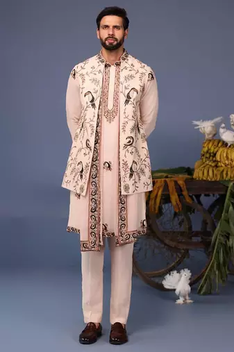 Gauhar macaw pink kurta 1 jacket set
