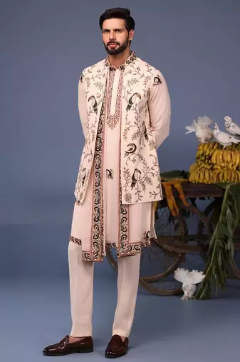 Gauhar macaw pink kurta 1 jacket set
