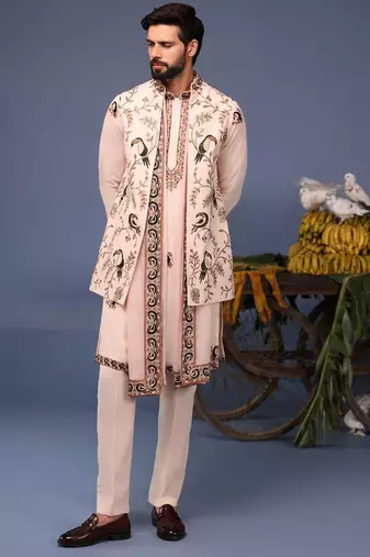 Gauhar macaw pink kurta 1 jacket set