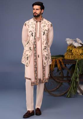 Gauhar macaw pink kurta 1 jacket set 5
