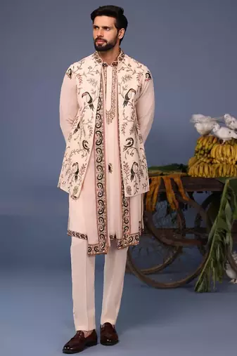 Gauhar macaw pink kurta 1 jacket set