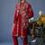 Heer pichwai resham hot red kurta jacket set