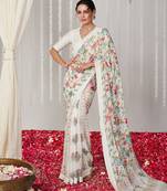 Off white bright moss printed saree