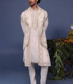 Hayan pichwai resham ivory kurta 1 jacket set