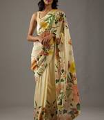 Yellow bright moss printed saree