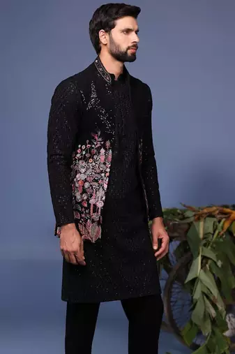 Taimoor black kurta 1 jacket set