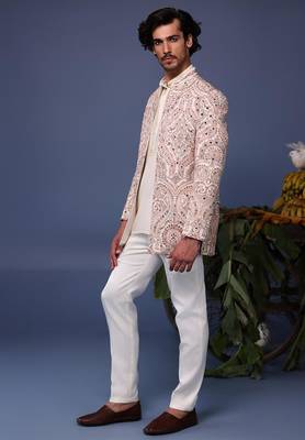 Idrees kashmiri Beige coloured jodhpuri set 2