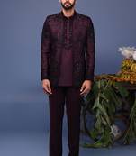 Raafiq wine jodhpuri kurta set